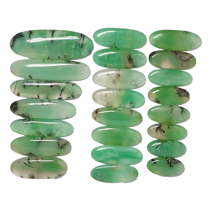 53530.0 One 23 Piece Lot of Assorted Sized Oval Australian Chrysoprase Cabochons
