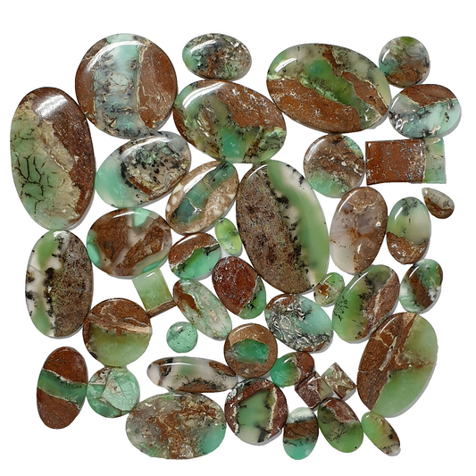53537.0  -  One 41 Piece Lot of Assorted Shaped Australian Chrysoprase Cabochons