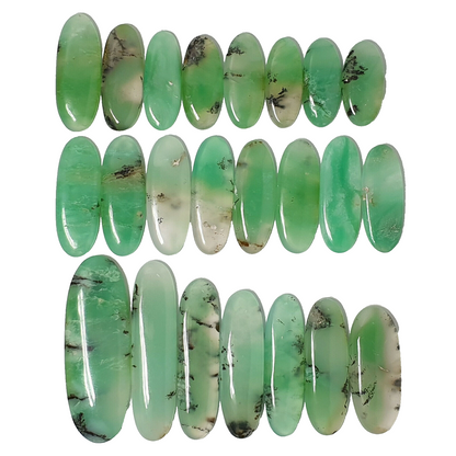 53530.0 One 23 Piece Lot of Assorted Sized Oval Australian Chrysoprase Cabochons