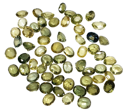 52218 - 60 Oval 3.25x2.50-3.00 mm  Australian Green, Yellow Sapphires 8.62carats