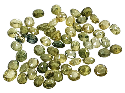 52218 - 60 Oval 3.25x2.50-3.00 mm  Australian Green, Yellow Sapphires 8.62carats