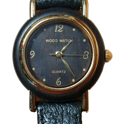 52215 - 1980's His 'n Hers Wood Watch with Timber Case Face and Presentation Box