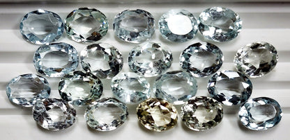 53672.0 - 20 Pieces Approx. 9x7 mm Oval Cut Aquamarines for sale Wholesale Price