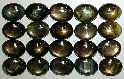 53411 - Wholesale 20 Oval Cut 8x6 mm Australian Black Star Sapphires 32.79 cts