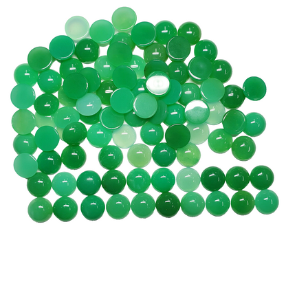 53422 -  10 Mixed Shade of Green 11 mm Round Cut Cabochon Australian Chrysoprase