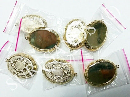 52071.2 - 130 Gold Plated Lockets Extra Large Store items within Use as Pill Box