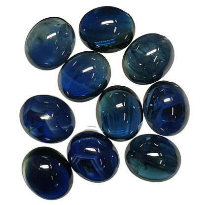 53488 - 10 Australian 7.5 x 6.25 mm Oval Blue Cabochon Cut Sapphires 16.48 cts