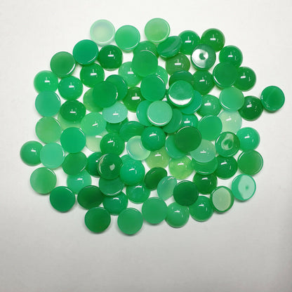 53422 -  10 Mixed Shade of Green 11 mm Round Cut Cabochon Australian Chrysoprase