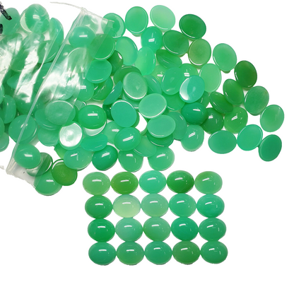 53420 -    10 Mixed Shades of Green 12x10 mm Oval Cut Cab Australian Chrysoprase