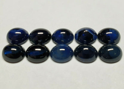 53488 - 10 Australian 7.5 x 6.25 mm Oval Blue Cabochon Cut Sapphires 16.48 cts