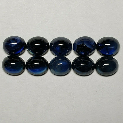 53488 - 10 Australian 7.5 x 6.25 mm Oval Blue Cabochon Cut Sapphires 16.48 cts