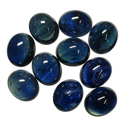 53488 - 10 Australian 7.5 x 6.25 mm Oval Blue Cabochon Cut Sapphires 16.48 cts