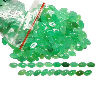 53421 -   20 Mixed Shades Green 10x6 mm Oval Cut Cabochon Australian Chrysoprase