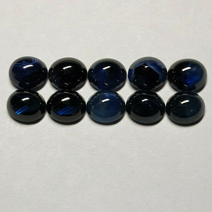 53488 - 10 Australian 7.5 x 6.25 mm Oval Blue Cabochon Cut Sapphires 16.48 cts