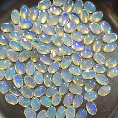 52003 -    100 Pcs 6x4 mm Natural Australian Solid Opal Blue Green Crystal Opal