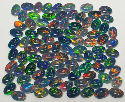 52239 - 100 Australian Made 6x4 mm Oval Cut Opal Triplet Natural Australian Opal