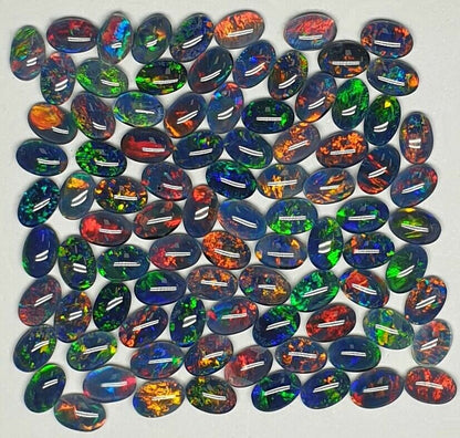 52239 - 100 Australian Made 6x4 mm Oval Cut Opal Triplet Natural Australian Opal