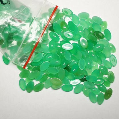 53421 -   20 Mixed Shades Green 10x6 mm Oval Cut Cabochon Australian Chrysoprase