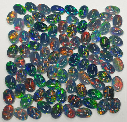 52239 - 100 Australian Made 6x4 mm Oval Cut Opal Triplet Natural Australian Opal