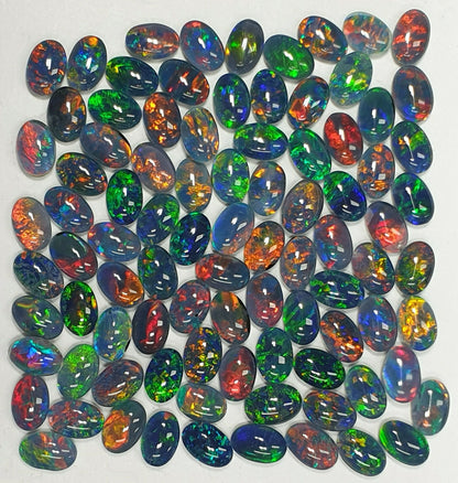 52239 - 100 Australian Made 6x4 mm Oval Cut Opal Triplet Natural Australian Opal