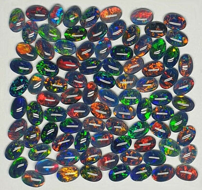 52239 - 100 Australian Made 6x4 mm Oval Cut Opal Triplet Natural Australian Opal