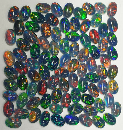 52239 - 100 Australian Made 6x4 mm Oval Cut Opal Triplet Natural Australian Opal