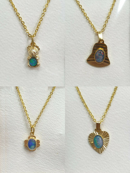 00359.1 - 20 gullbelagte opalanheng + kjeder pakket i gavekort av høy kvalitet