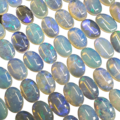 52003 -    100 Pcs 6x4 mm Natural Australian Solid Opal Blue Green Crystal Opal