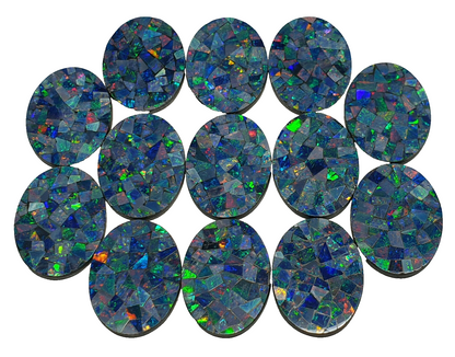 52235 - 10 Pieces Natural Australian Mosaic Opal Doublets 20 x 15 x 2 mm Oval