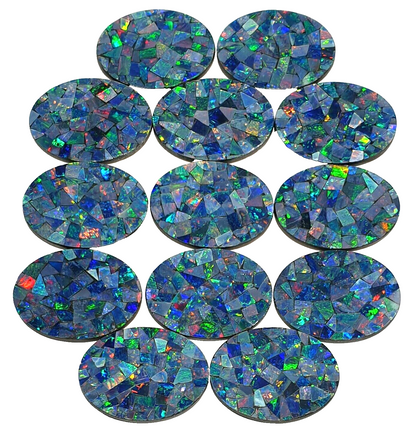 52235 - 10 Pieces Natural Australian Mosaic Opal Doublets 20 x 15 x 2 mm Oval