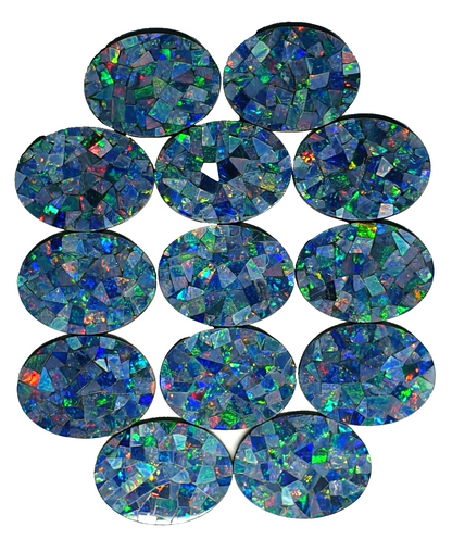 52235 - 10 Pieces Natural Australian Mosaic Opal Doublets 20 x 15 x 2 mm Oval