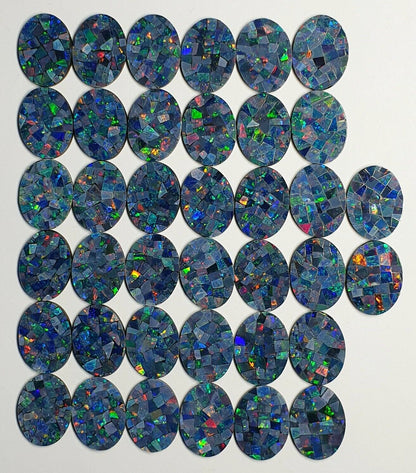 52237 - Lot of 38 Pieces Australian Mosaic Opal Doublet 16x12 mm Oval 2 mm Thick