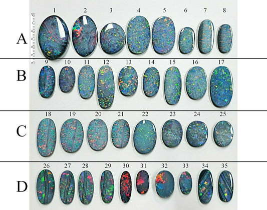 54100.0 - EB - 4 lots of Oval cut NaturalAustralian Opal doublets in mixed sizes
