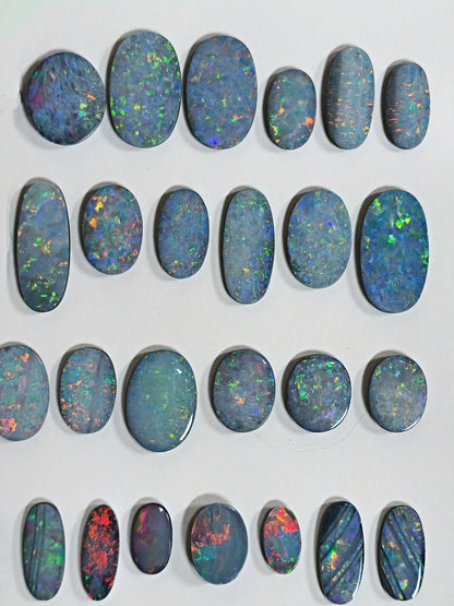 54100.0 - EB - 4 lots of Oval cut NaturalAustralian Opal doublets in mixed sizes