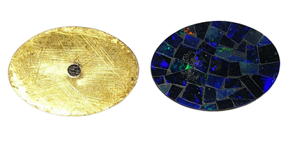 52236 - 10 Mosaic Blue Opal Doublets 18x13 mm Ovals Metal Backed for Watch Face