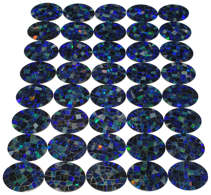 52236 - 10 Mosaic Blue Opal Doublets 18x13 mm Ovals Metal Backed for Watch Face