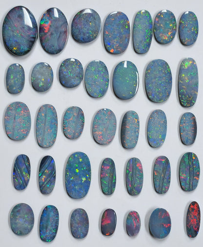 54100.0 - EB - 4 lots of Oval cut NaturalAustralian Opal doublets in mixed sizes