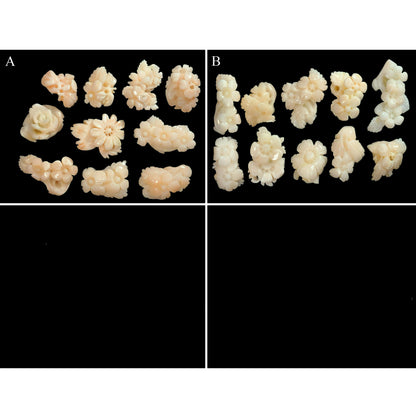 54184.0 - 10 Piece Lots of 1970s Natural Coral Carvings 10-30 mm 50+ carats each lot Harvested from the seas off Taiwan Not dyed or treated