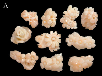 54184.0 - 10 Piece Lots of 1970s Natural Coral Carvings 10-30 mm 50+ carats each lot Harvested from the seas off Taiwan Not dyed or treated