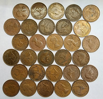 53971.0 - Bulk Lots of 150 Pieces Australian Half Pennies from 1930's to 1960's for sale MAY include coin from 1910's Approx. Weight 565 Gr