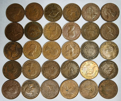 53971.0 - Bulk Lots of 150 Pieces Australian Half Pennies from 1930's to 1960's for sale MAY include coin from 1910's Approx. Weight 565 Gr