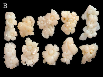 54184.0 - 10 Piece Lots of 1970s Natural Coral Carvings 10-30 mm 50+ carats each lot Harvested from the seas off Taiwan Not dyed or treated
