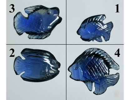 54145.0 - Natural Australian Blue Sapphire charms Four fish carvings From 6.5 to 9.9 mm long From 0.65 up to 1.64 carats
