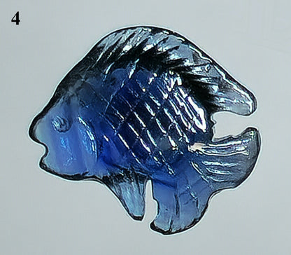 54145.0 - Natural Australian Blue Sapphire charms Four fish carvings From 6.5 to 9.9 mm long From 0.65 up to 1.64 carats