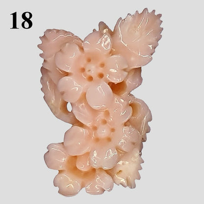 54102.0 - Taiwan Natural Pink Coral Carvings Harvested from the Sea Flowers roses Each about 2.4 - 2.9 gram 12 - 14 carats Some are drilled