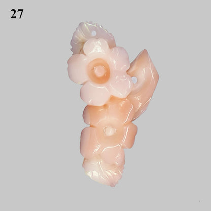 54102.0 - Taiwan Natural Pink Coral Carvings Harvested from the Sea Flowers roses Each about 2.4 - 2.9 gram 12 - 14 carats Some are drilled