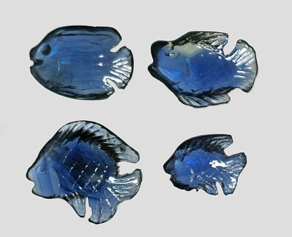 54145.0 - Natural Australian Blue Sapphire charms Four fish carvings From 6.5 to 9.9 mm long From 0.65 up to 1.64 carats