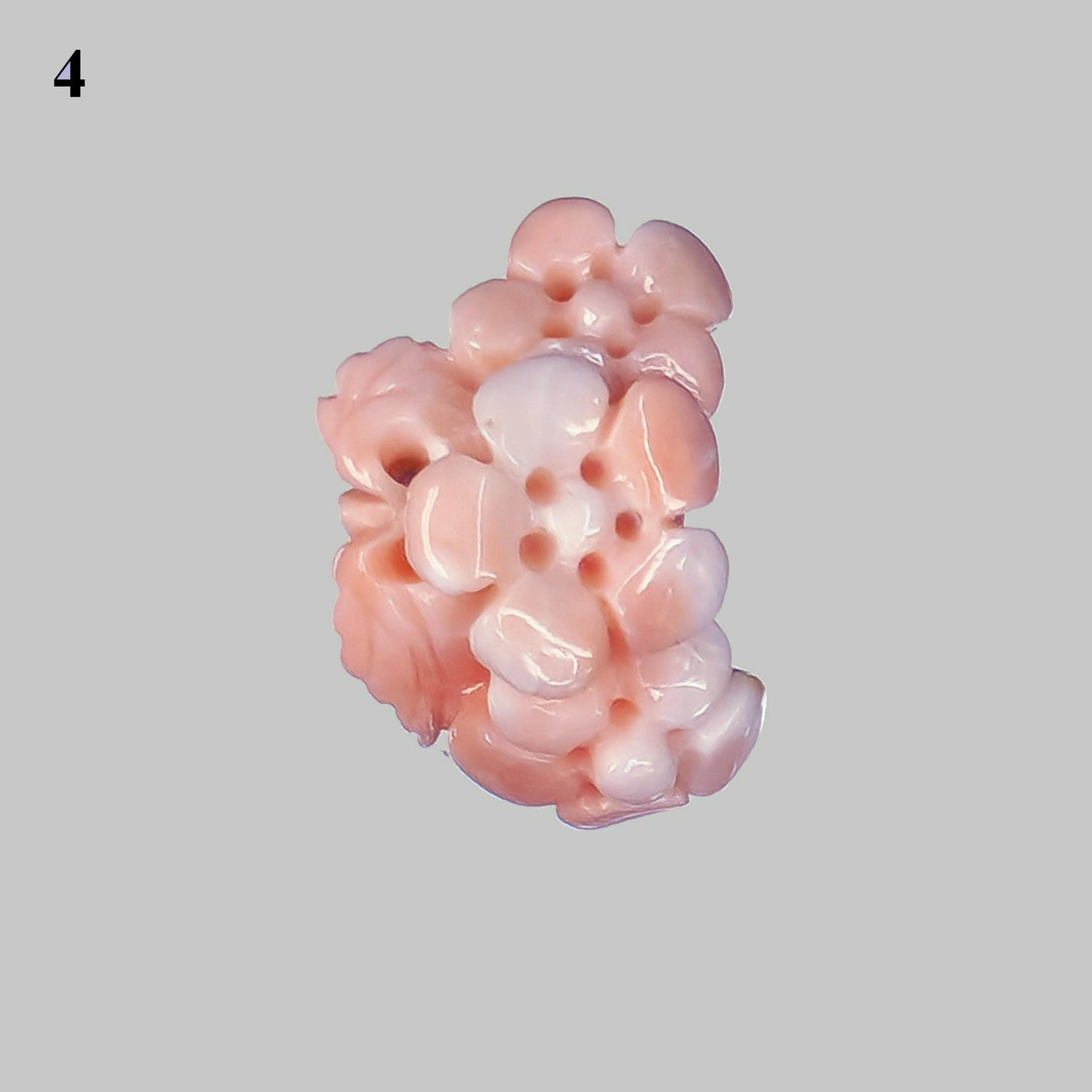 54102.0 - Taiwan Natural Pink Coral Carvings Harvested from the Sea Flowers roses Each about 2.4 - 2.9 gram 12 - 14 carats Some are drilled