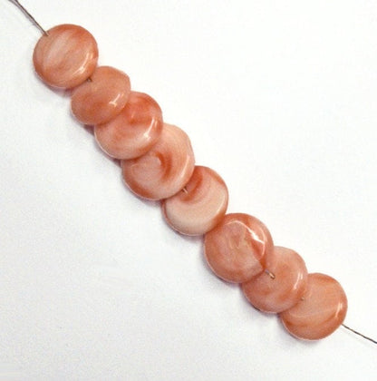 54004.0 - 10 Grams Natural Coral from the sea off Taiwan Round drilled disks in a Deep Pink colour in sizes ranging from 5 mm up to 9 mm