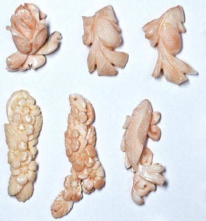 54006.0 - Natural Light Pink Coral Carvings from Taiwan with a hole drilled at the top Size 10 to 35 mm in length About 15 carats or 3 Grams